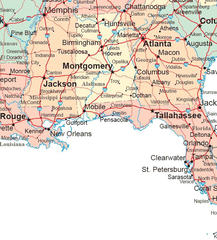 Mississippi And Alabama Map - Lydie Romonda